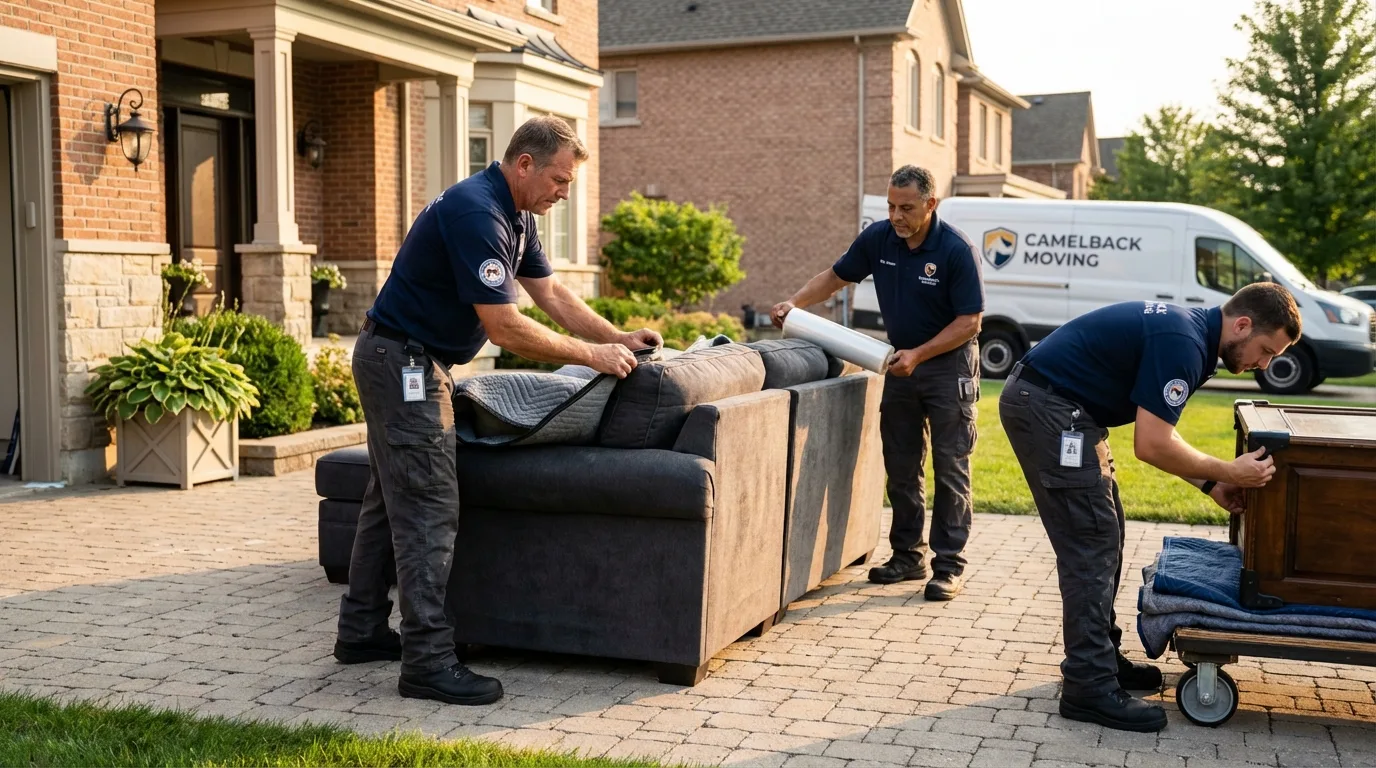 Large estate moving crew wrapping furniture in Elmwood Park, IL