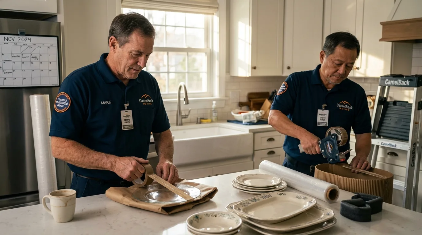 Professional crew packing kitchen dishware in Elmwood Park, IL